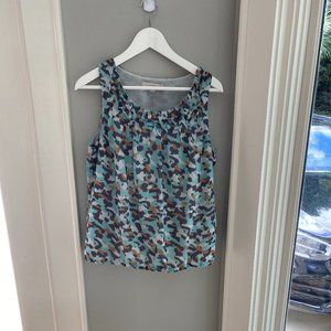 LOFT Blue Leopard Sleeveless Blouse